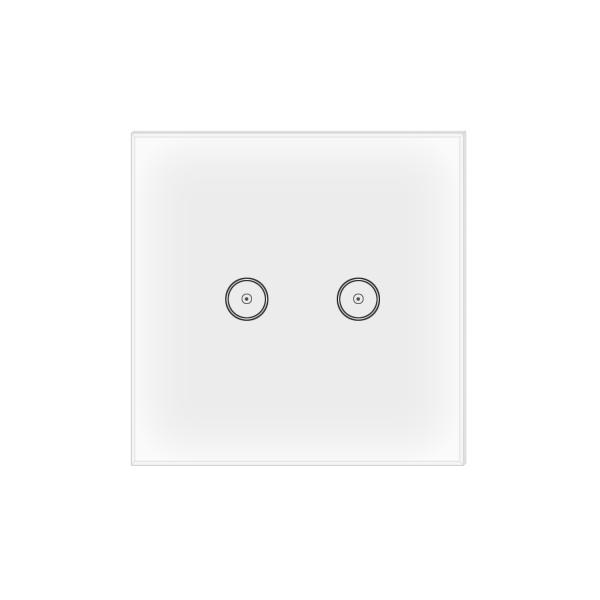Modern Tempered Glass Tuya Smart Wall Switch , EU Standard Smart 2 Gang Light
