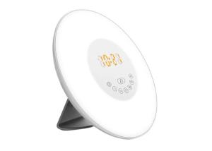 China Snooze Function LED Wake Up Light With FM Radio Warm White Battery Powdered on sale