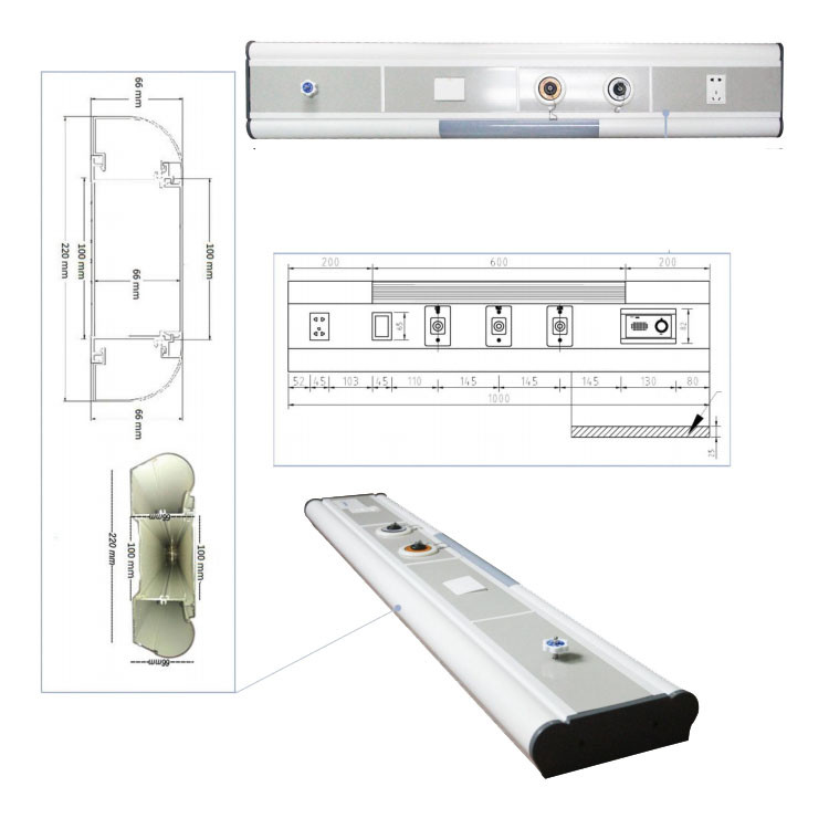 Aluminum Alloy Patient Bed Head Unit For Hospital Medical ICU Room