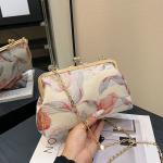 NEW CLIP CHAIN BAG CHINESE STYLE SHELL BAG NATIONAL STYLE FLOWER SHOULDER BAG