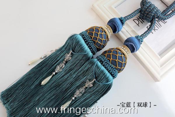 Delicate custom long tassel fringe trimming for curtain attractive tieback