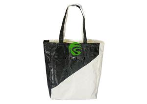 Wholesale Waterproof Tyvek Shopping Bag Black / White Color Stitching Dupont Paper Material from china suppliers