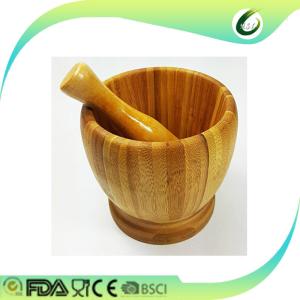 Wholesale Handmade Spice Gadgets Bamboo Mortar And Pestle Shrink Wrap Packing from china suppliers