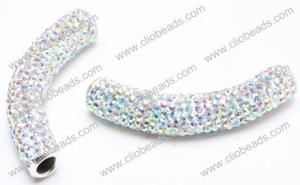 Wholesale Charming Simple Style Crystal Pave Argil Tubes, Brass Core 10X50mm Pave Crystal Ball Beads from china suppliers
