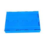 600*400*368 Mm Logistics Collapsible Plastic Box Attached Lids Blue Color