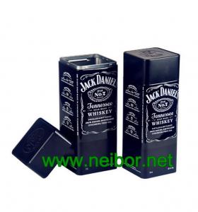 China square shape tin box for Jack Daniel's whiskey packaging wine tin box on sale