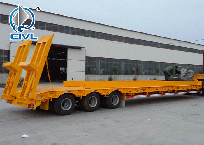 Yellow 3 Axles Low Bed Semi Trailer Trucks / 20T 30T Manual side tipper Truck Trailer Howo