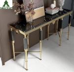 Modern Luxury Hotel Furniture Gold Stainless Steel Marble Decorative Console