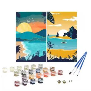 Wholesale 8x8cm DIY Pre Printed Canvas Painting Kits For Kids Includes Brushes and Canvas Ages 6+ from china suppliers
