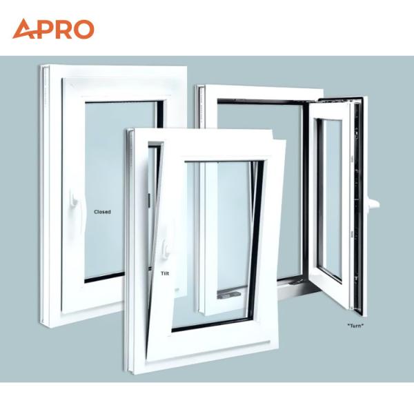 Prefabricated black casement windows aluminium double glazing tilt and turn