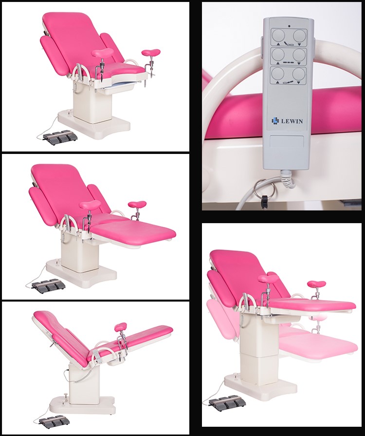 LDF200 Multifunctional Examination obstetric table/Electric Parturition Bed/Pink Leather steelGynecology obsttric table