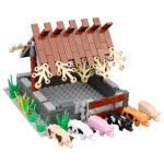MOC city accessories bricks farm house mini figures diy pig animal house