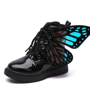 Wholesale 3D Transparent Butterfly Size 26 6inch Side Zip Waterproof Boots Shiny Leather Upper from china suppliers