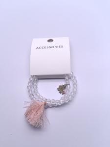 Wholesale Unisex Transparent Bead Necklace for Kids Various Shapes and Pink Fringe from china suppliers