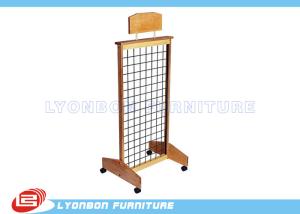 Wholesale Mobile MDF Natural Wooden Display Stands With Casters , Customize LOGO Sticker from china suppliers