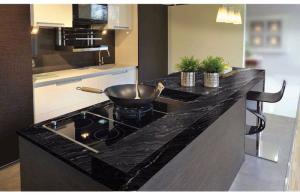 China Granite Countertops In Kitchen , Agatha Black Granite Countertop Polish Finished on sale