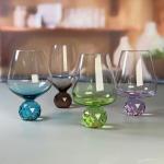 Hand-blow Wine Glass With Crystal Base Color Gradient Unique Wine Glass For Gift