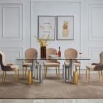 SEDIA Modern Glass Dining Table Set For 6 Elliptic Shape