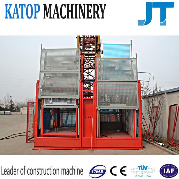 100m high China factory supply 2t load double cage construction lifting hoist