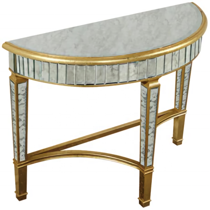 Antique Silver Mirrored Furniture Demilune Console Table Custom