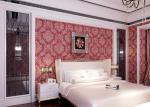 Waterproof Vinyl Wall Covering / Red Home Decorating Wallpaper For Promotion, 0