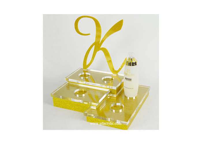 Retail Counter Glitter gold Customized Design Acrylic Cosmetic Display