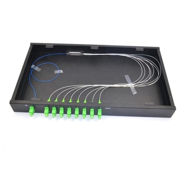 Compact Fiber Optic Splitter 1x8 Rack Mounted 1U 19 Inch Single Mode SC APC Connectors