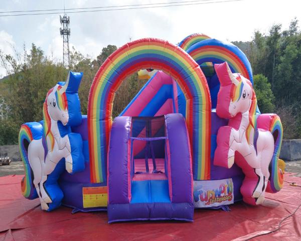 Durable PVC Inflatable Unicorn Bouncy House For Birthday Party Quadruple