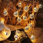 10/20/40/50leds Fairy Moroccan Hollow Metal Ball LED String Lights Battery
