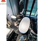 Polished Napoleno Black Marble Glossy Stone for Hotel Villa Long Wall Panel