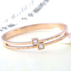 China Elegant Jewelry Fashion Women Stainless Steel Diamond Gold Plated Bangle on sale