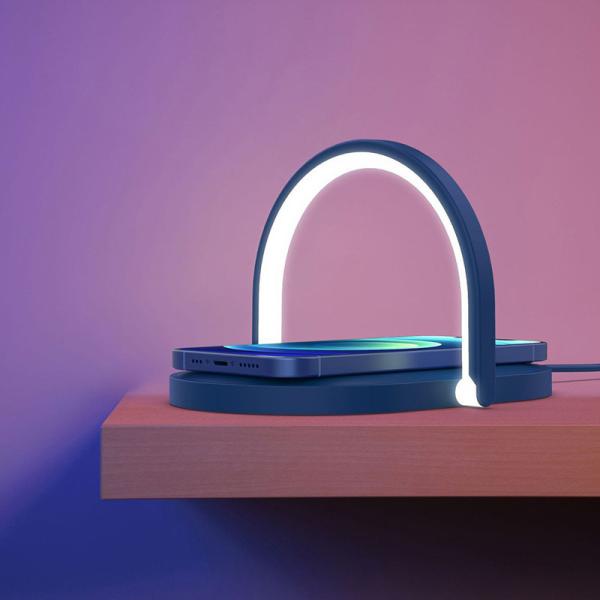 Black White 70 CRI Multifunctional Wireless Charger 15W With Night Light