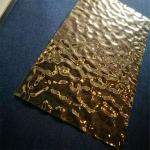 Water Wave Shaped Stainless Steel Sheets Gold Mirror Finish For Column Cover