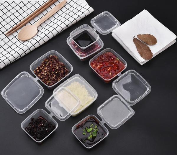 1oz 2oz 3oz 4oz Square Disposable Chili Sauce Cups Take Out PP Material Clear