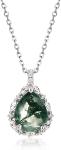Natural Moss Agate 925 Sterling Silver Pendant Necklace For Birthday Green Gems