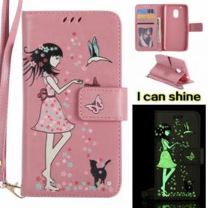 Wholesale MOTO G4 Play  Luminous 3D Girl pattern leather Case with Cash Slots Stand Wristlet Strap from china suppliers