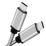 3 Feet Long USB Type C To Type C Cable , Silver C Port Cable ROHS Approved