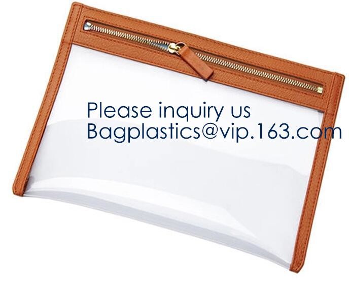 Promotional factory price portable Zip lockk clear holographic PVC cosmetic bag,Eco-friendly heat seal frosted plastic PVC
