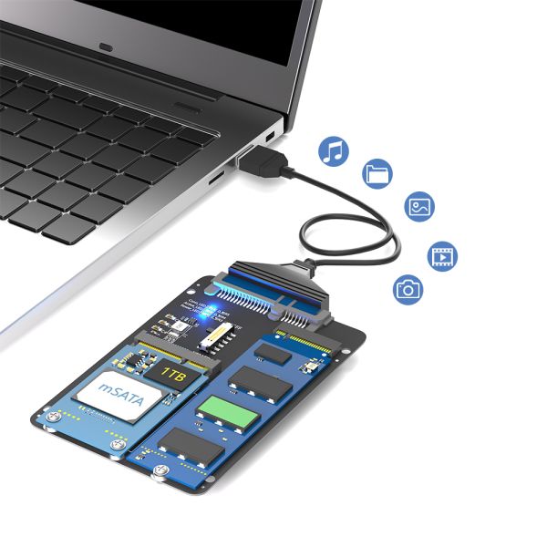 M.2 NGFF Key B and mSATA to SATA adapter installation view