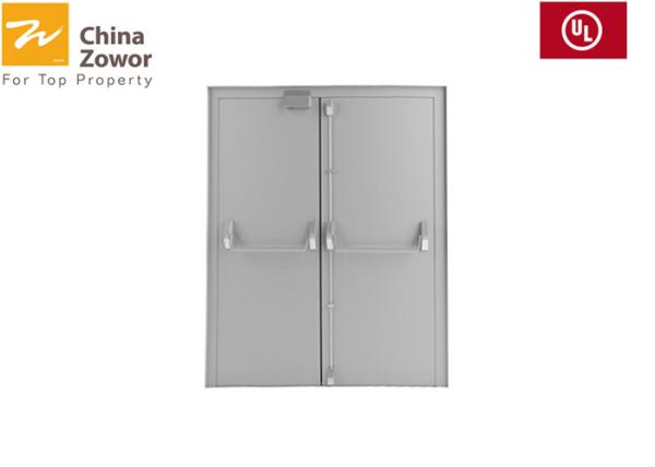 60 Min Galvanized Steel Single Swing Commercial Fire Safety Door With SS Panel