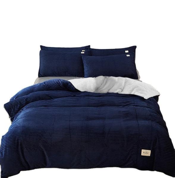 Customized Size Velvet Bedding Set 4pcs Thick Flannel Fleece Duvet Cover for