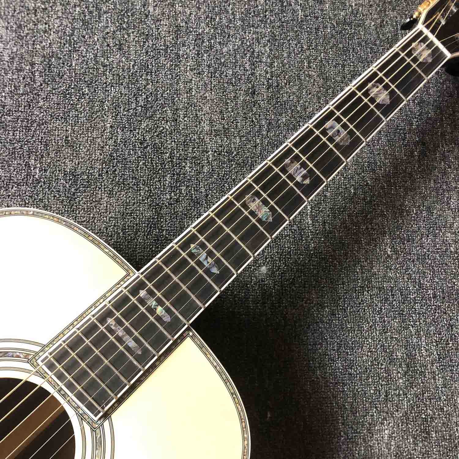 Custom OM Body Solid Europe Spruce Top Ebony Fingerboard Rosewood Back Side Abalone Binding Classic Acoustic Guitar