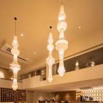 Wabi-sabi paper lamp aisle corner stairwell loft long medieval chandelier