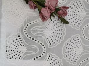 Wholesale White Bridal Lace Shell Pattern Embroidered Eyelet Fabric 100% Cotton from china suppliers
