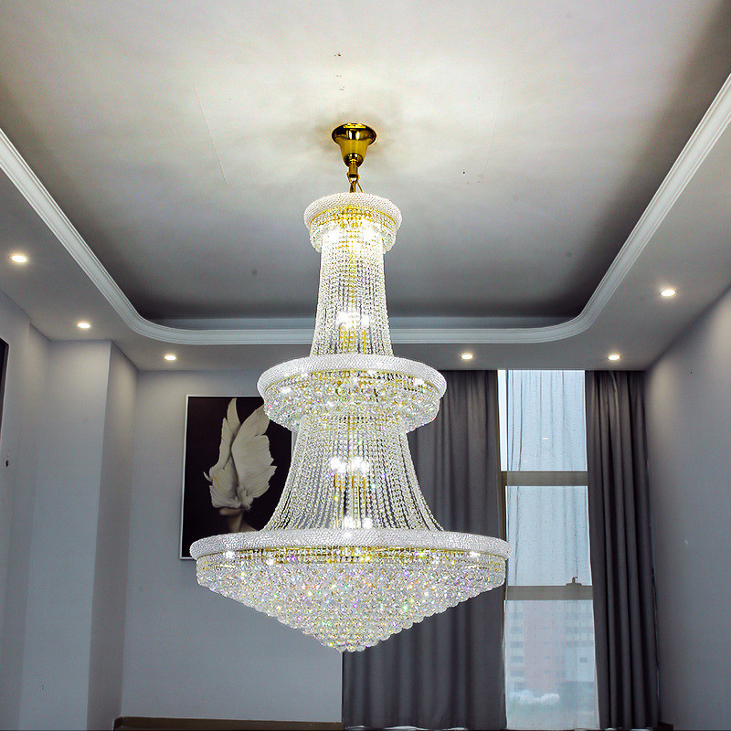 JYLIGHTING Custom Large Indoor Decoration High Grade Hotel Villa Traditional Crystal E14 Chandelier Crystal Pendant Light