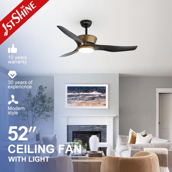 Time Setting 52" Black Gold ABS Blades Ceiling Fan with LED Light and DC Copper