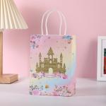 Custom Boutique Pink Kraft Handle Paper Bags With Gravure Printing And