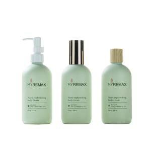 Wholesale 250ml Green Round-shouldered bottle smooth with white pump for shampoo lotion bottle from china suppliers