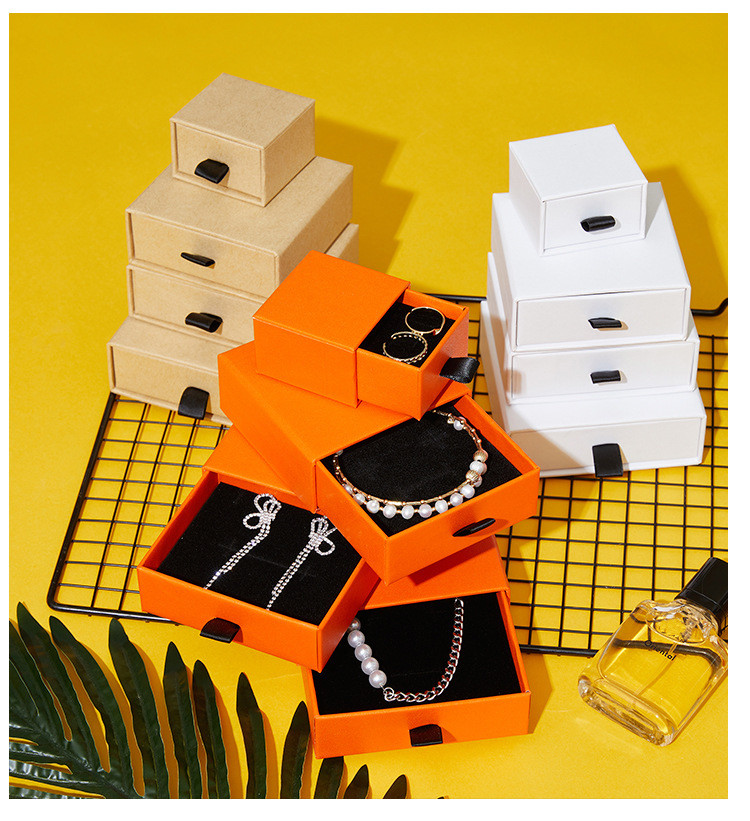 Cardboard Jewelry Drawer Storage Box Packaging Box Customized Logo With Velvet Insert