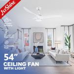 52" Home Office Decorative Ceiling Fan DC Motor Remote Control LED Light Energy